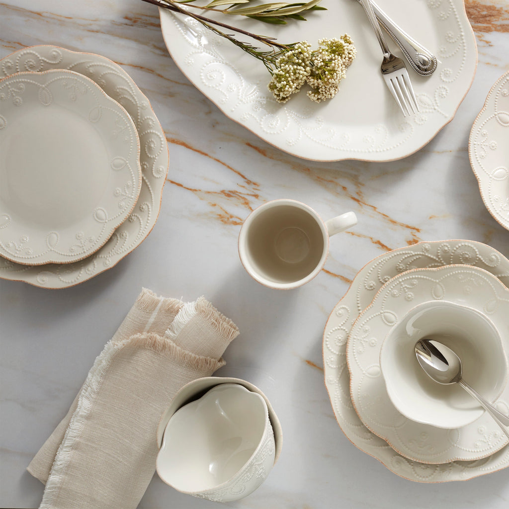 French Perle White 12-Piece Dinnerware Set