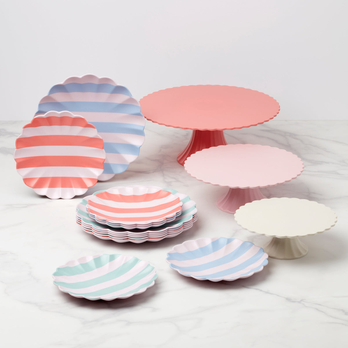 Stripey Assorted Bamboo Small Plates, Set of 6