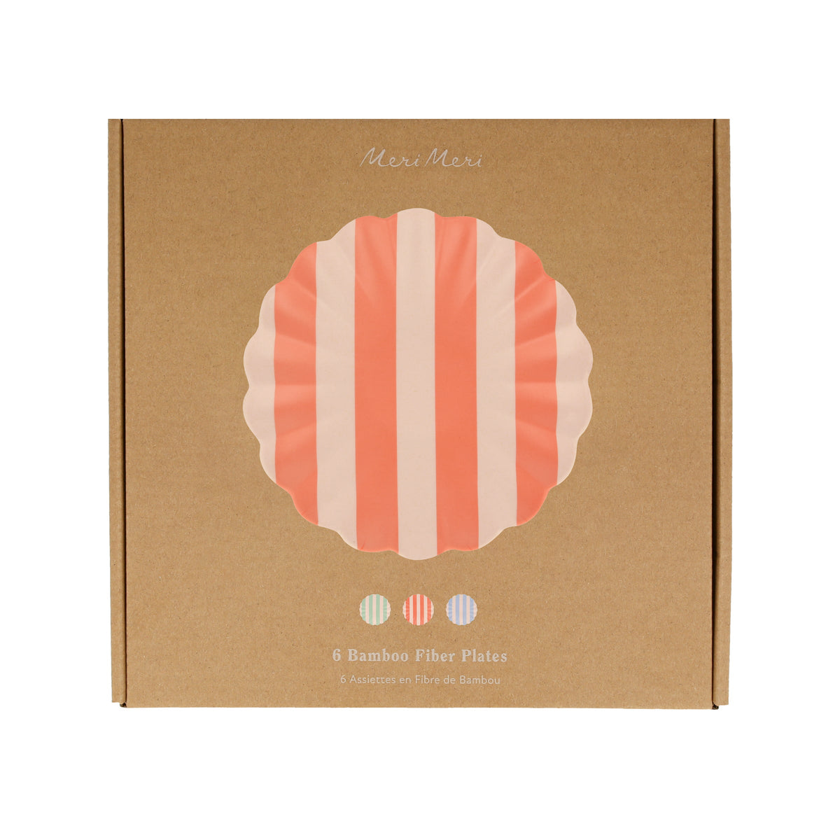 Stripey Assorted Bamboo Small Plates, Set of 6