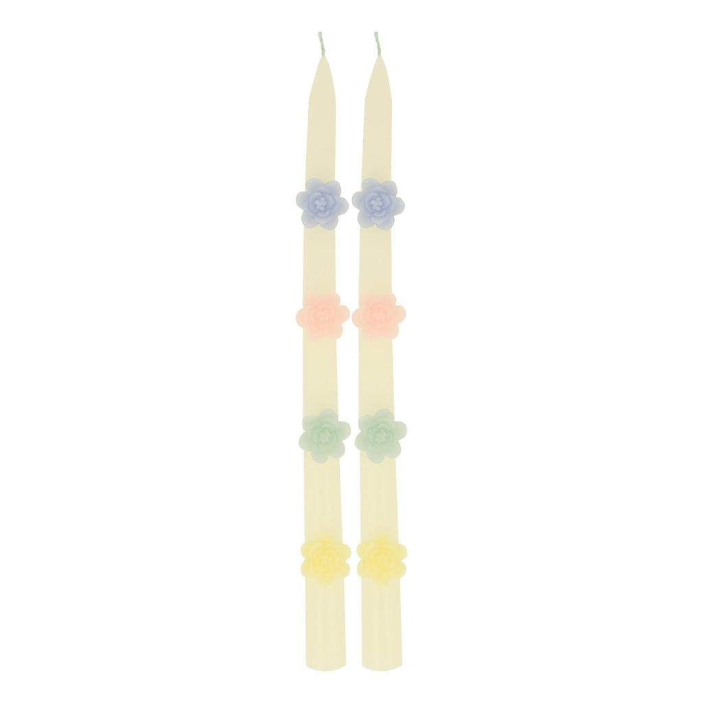 Pastel Flowers Taper Candles, Set of 2