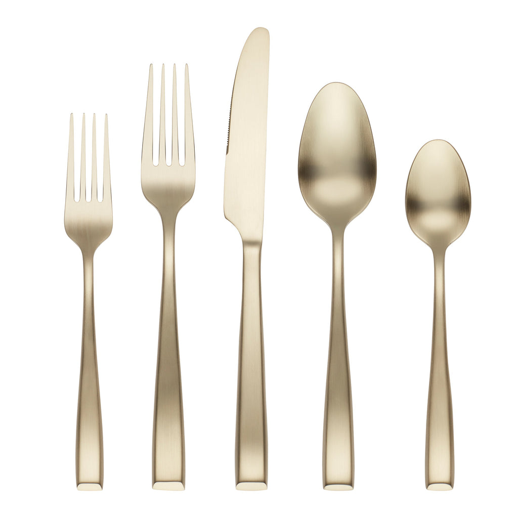 Samira Champagne Satin 20-Piece Flatware Set