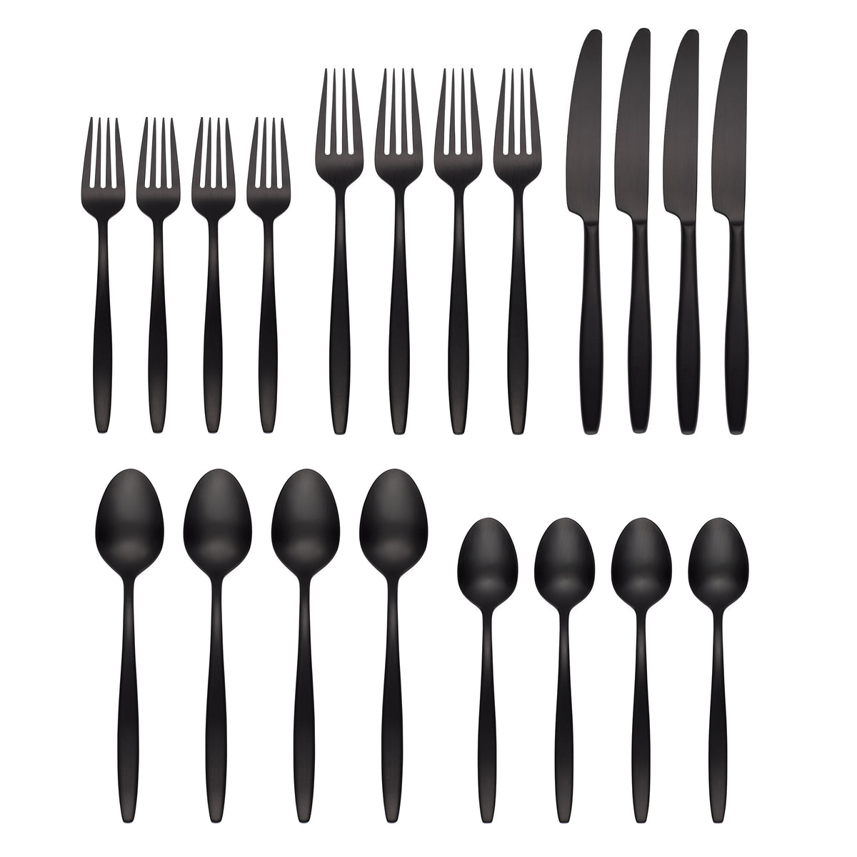 Nylah Black Satin 20-Piece Flatware Set