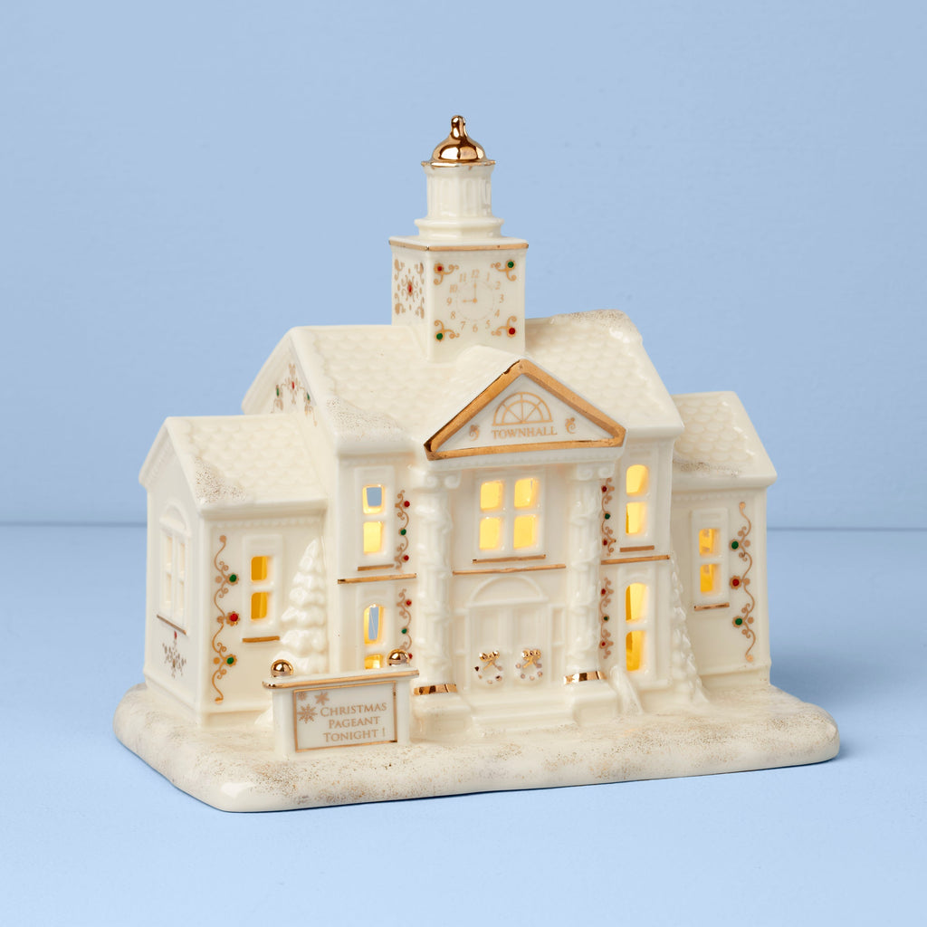 Mistletoe Park Town Hall Lit Figurine