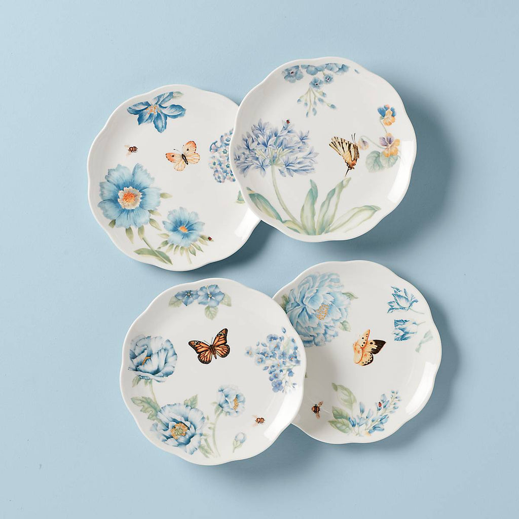 Butterfly Meadow Blue Dessert Plates, Set of 4