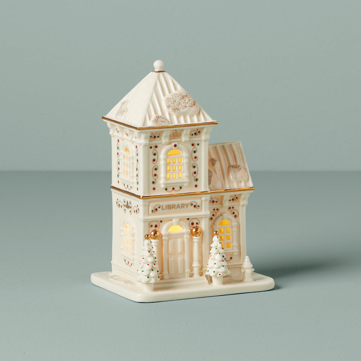 Mistletoe Park Lit Library Figurine