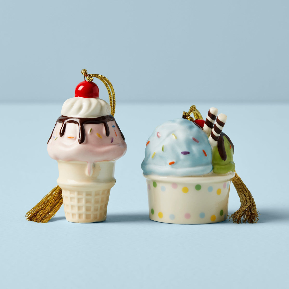 Personalized Ice Cream 2-Piece Ornament Set