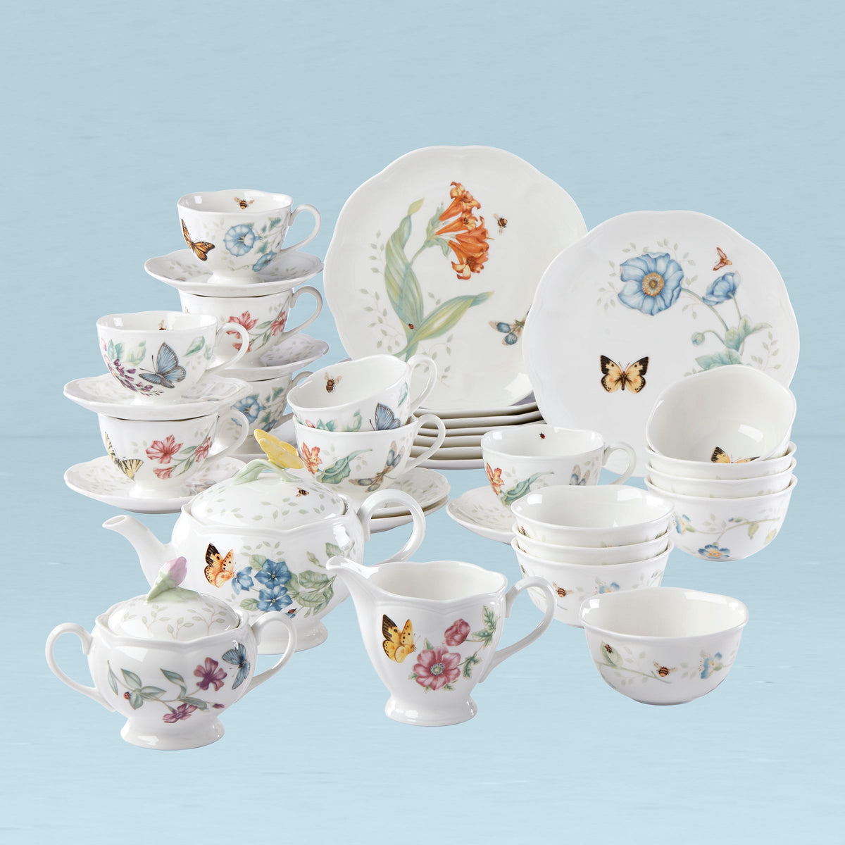 Butterfly Meadow 37-Piece Dessert & Tea Set
