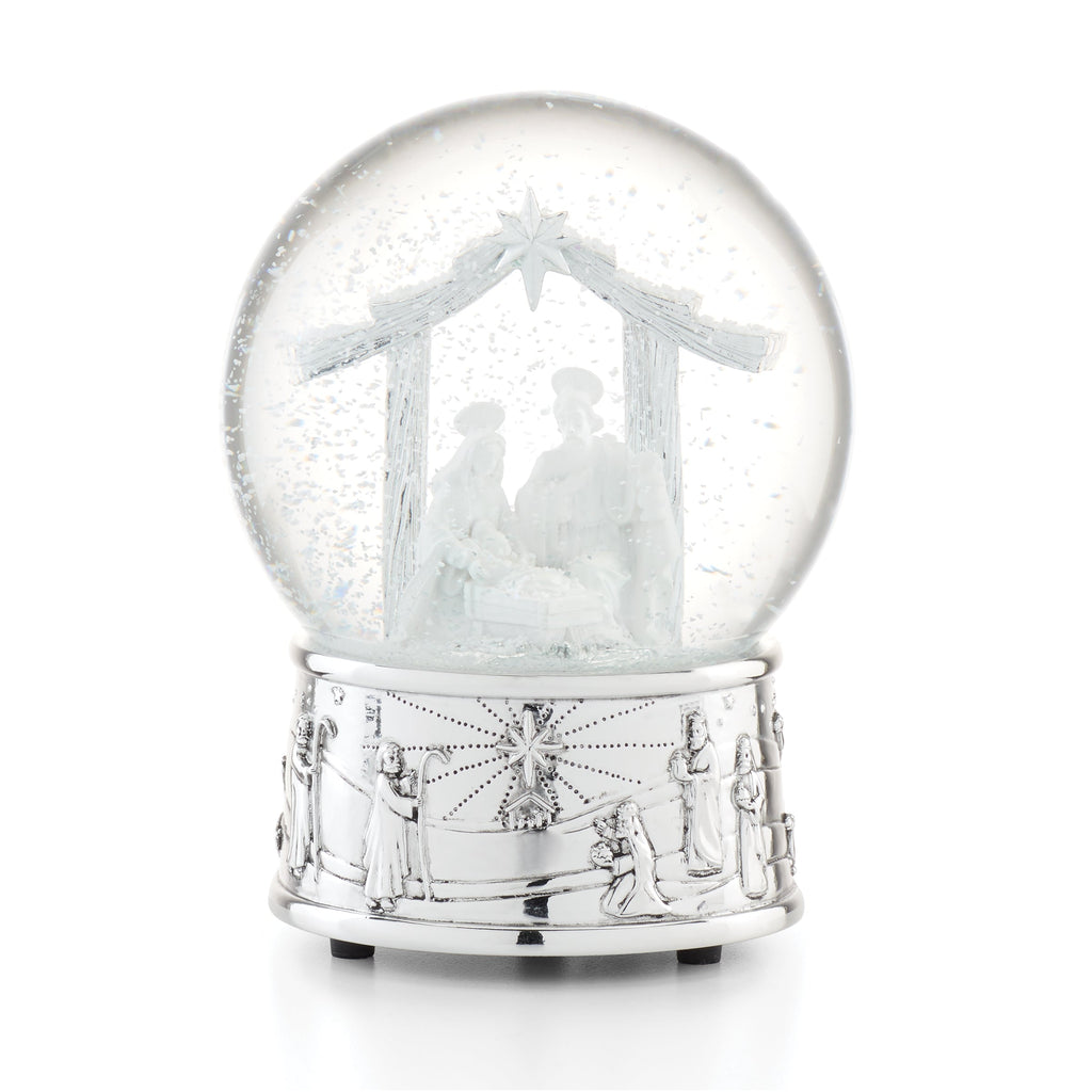 Nativity Silverplate Musical Snow Globe