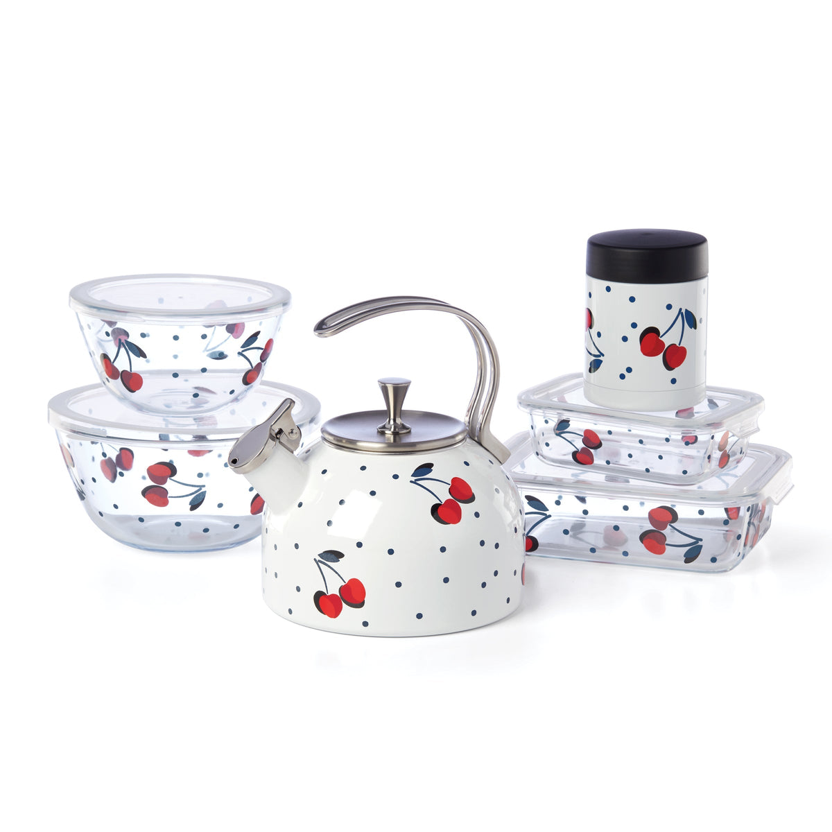 Vintage Cherry Dot 2-Piece Rectangular Storage Set