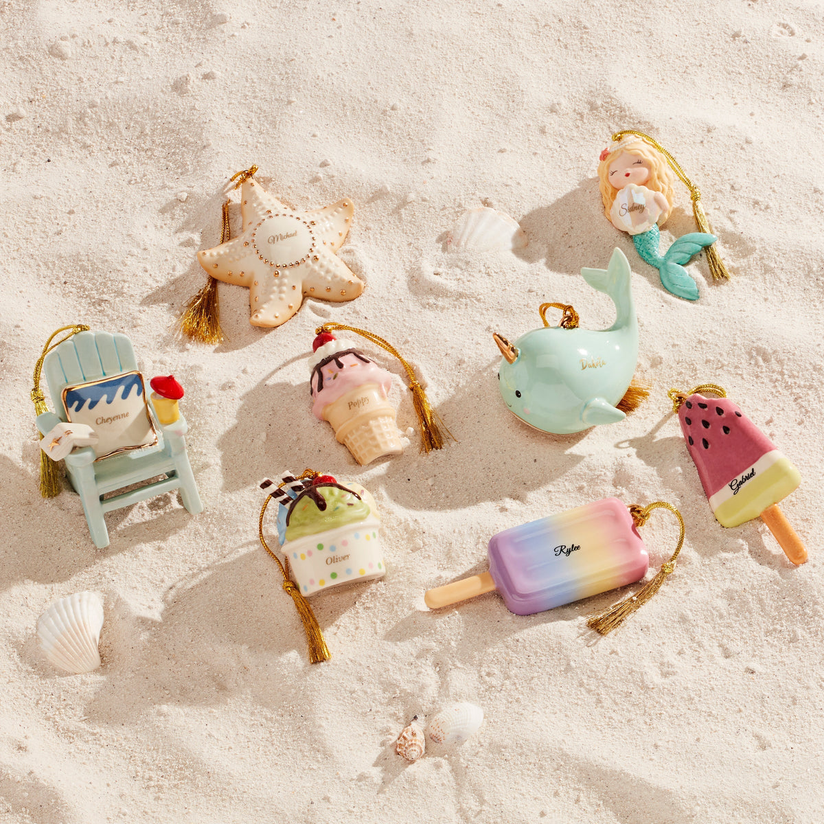 Personalized Ice Cream 2-Piece Ornament Set