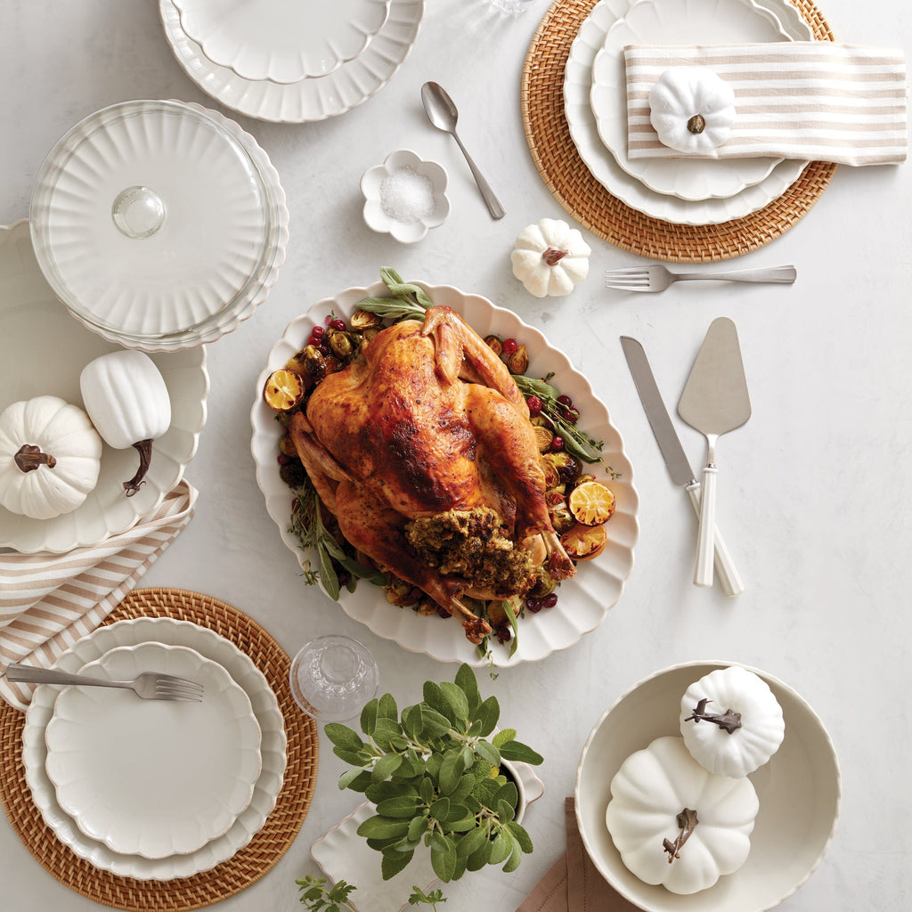 French Perle Scallop White 12-Piece Dinnerware Set