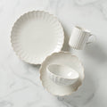 French Perle Scallop White 4-Piece Place Setting