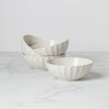 French Perle Scallop White All-Purpose Bowls, Set of 4