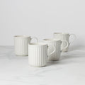 French Perle Scallop White Mugs, Set of 4