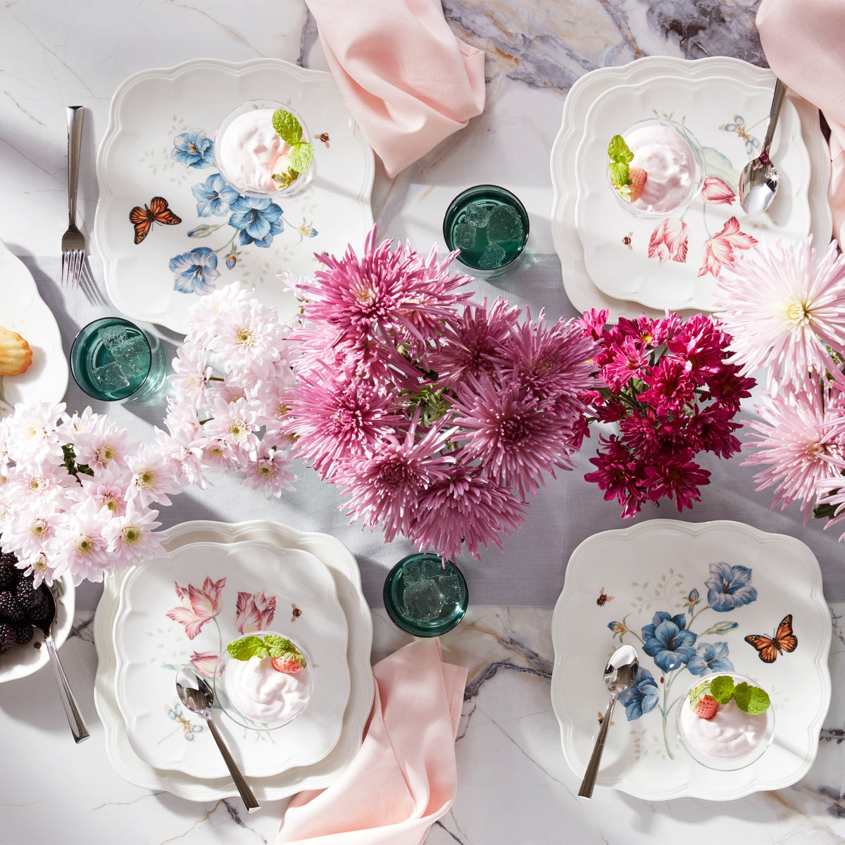 Butterfly Meadow Square Accent Plates, Set of 4