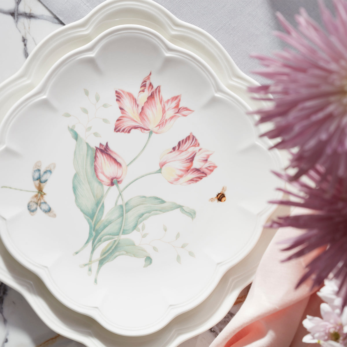 Butterfly Meadow Square Accent Plates, Set of 4