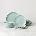 French Perle Scallop Ice Blue 12-Piece Dinnerware Set