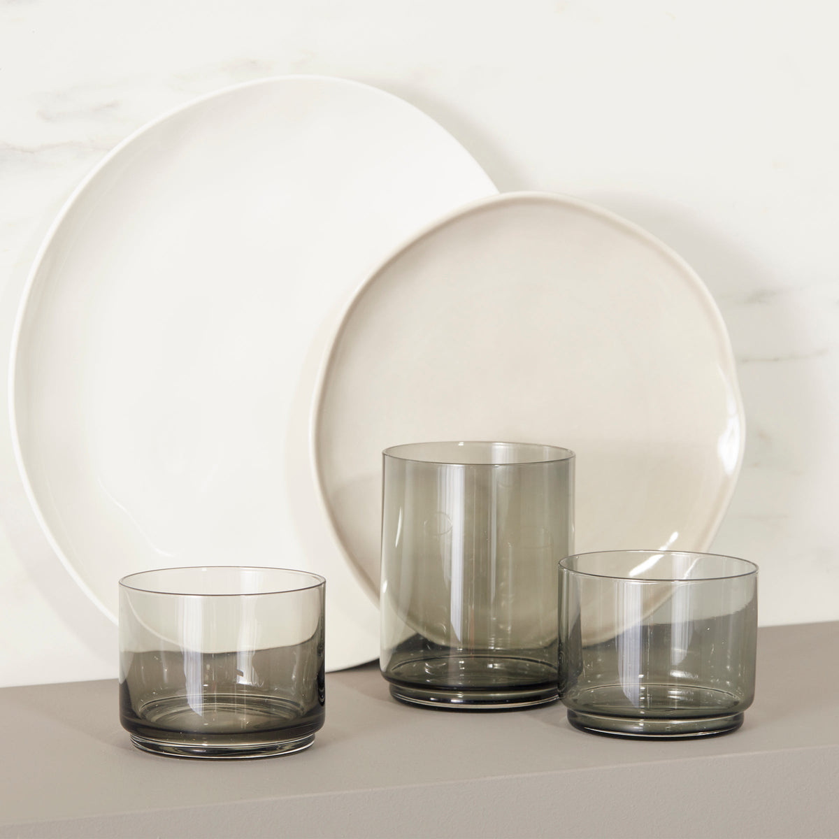 Bay Colors Grey 12-Piece Dinnerware Set