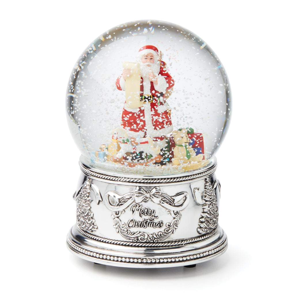 Winter Traditions Santa Silverplate Musical Snow Globe
