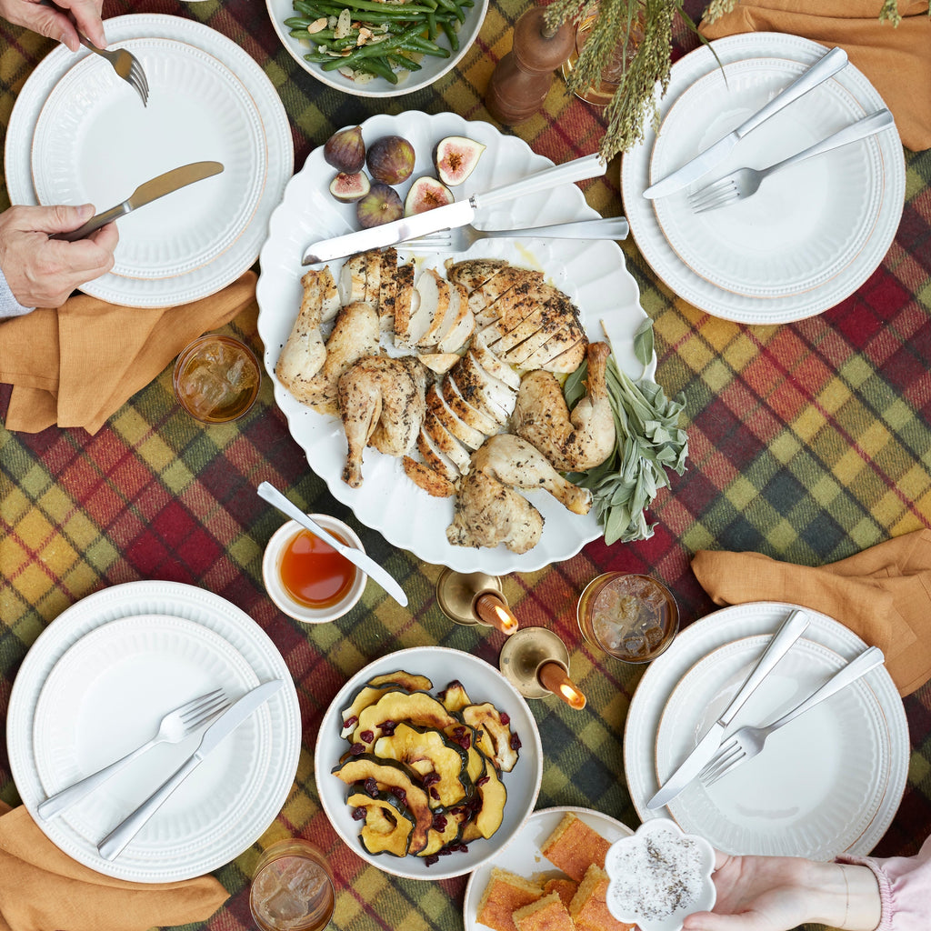 French Perle Groove White 12-Piece Place Setting