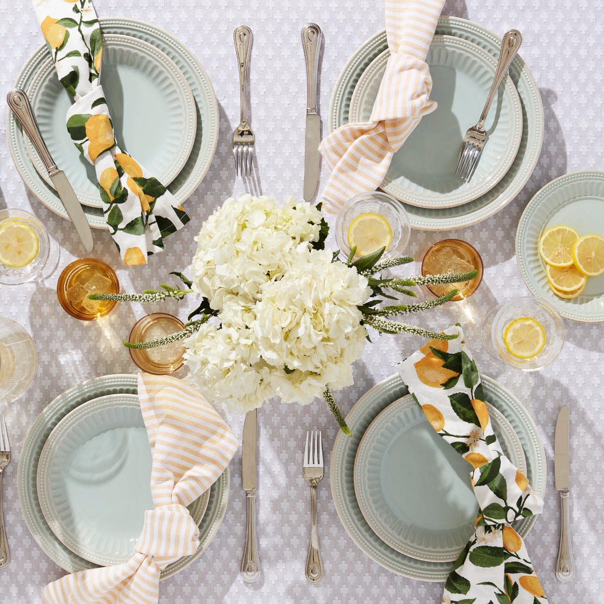 French Perle Groove Ice Blue 12-Piece Place Setting