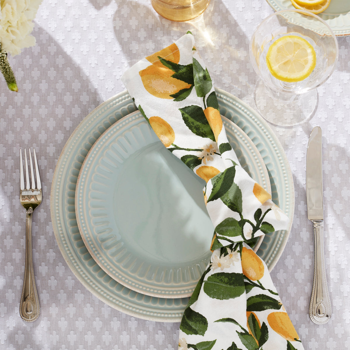 French Perle Groove Ice Blue 4-Piece Place Setting