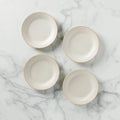 French Perle Groove White Dessert Plates, Set of 4