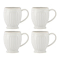 French Perle Groove White Mugs, Set of 4