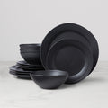 Ridge Black 12-Piece Dinnerware Set