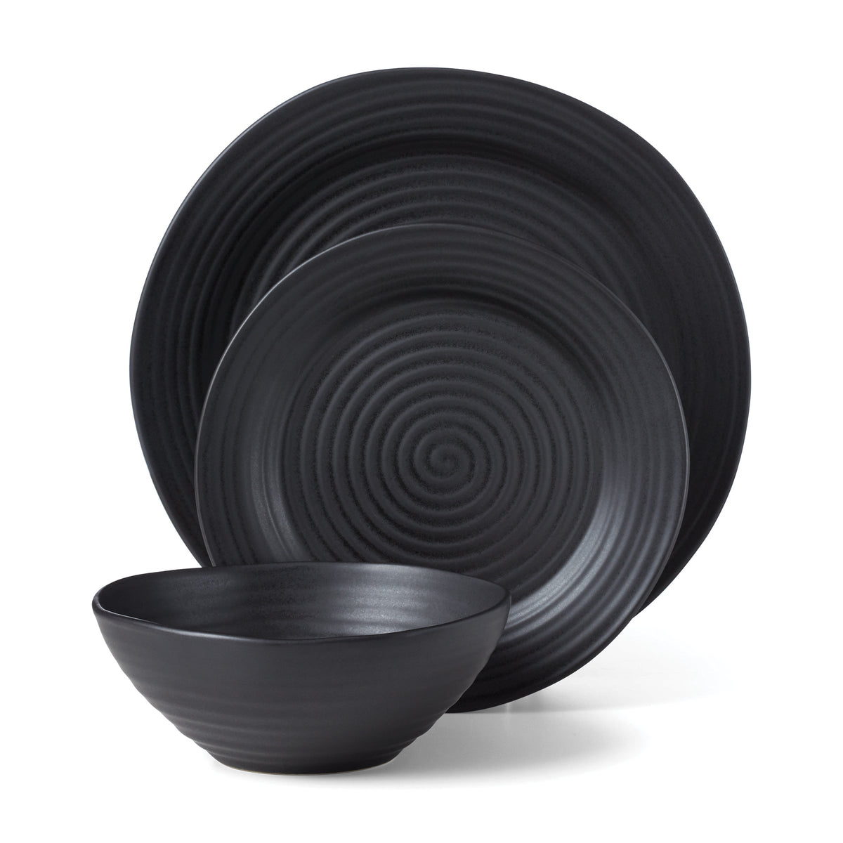 Ridge Black 12-Piece Dinnerware Set
