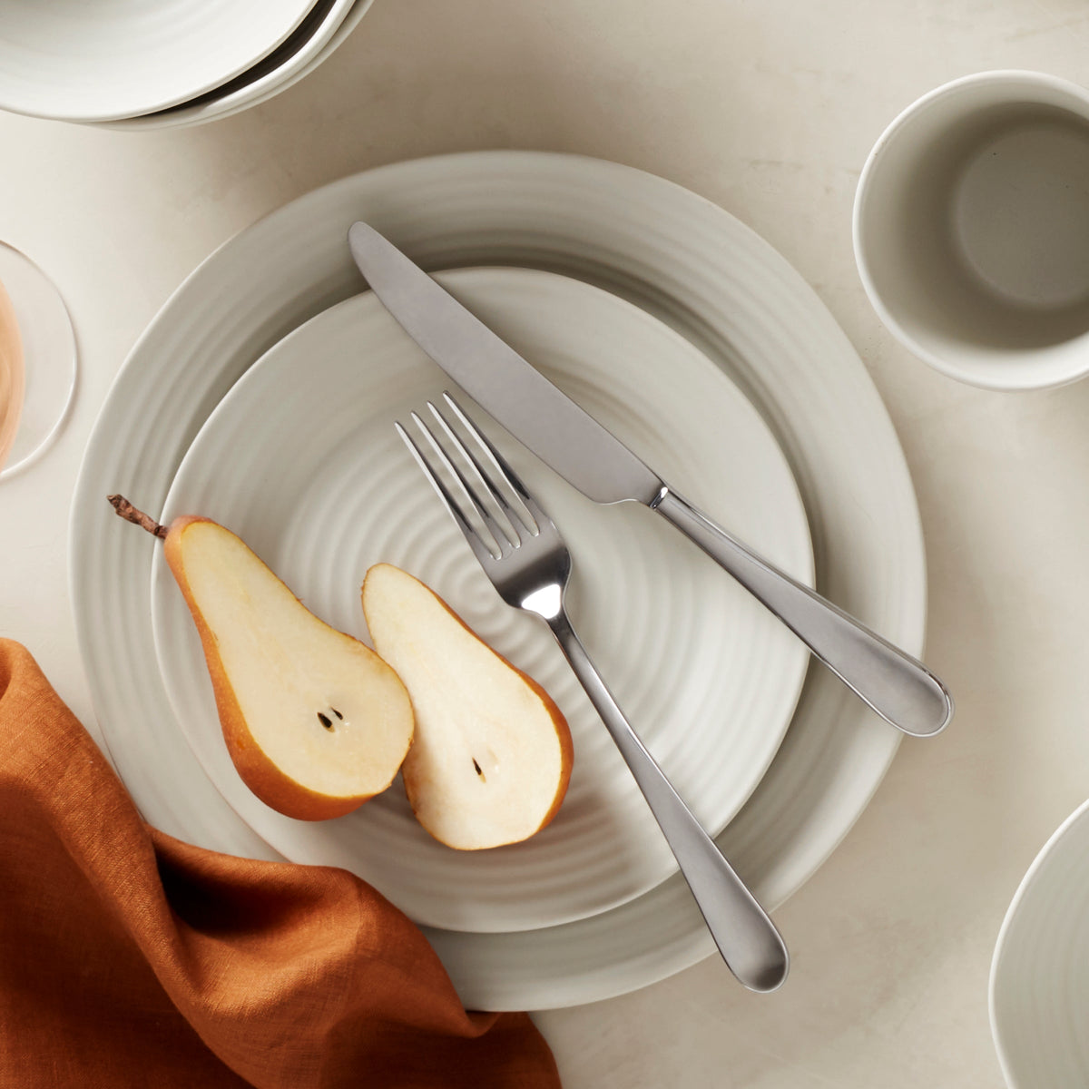 Ridge White 12-Piece Dinnerware Set