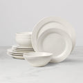 Ridge White 12-Piece Dinnerware Set
