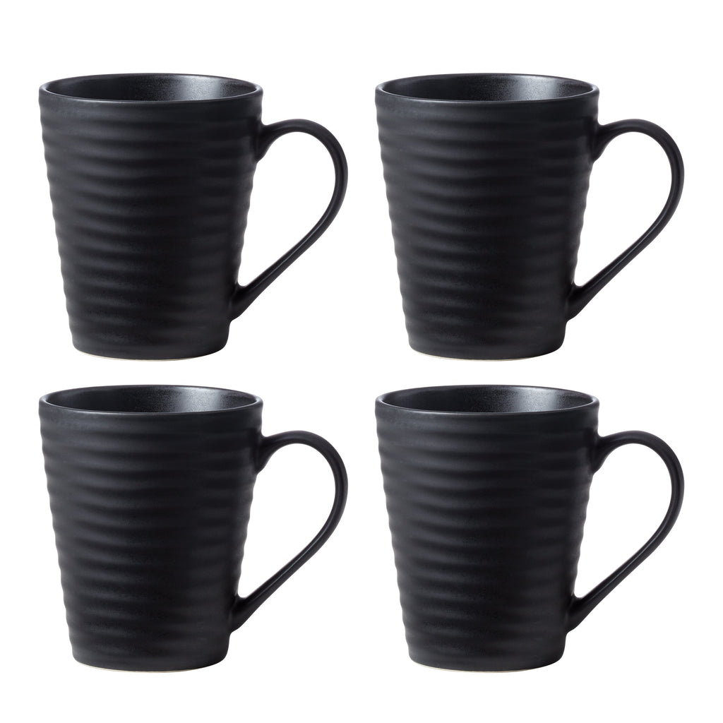 Ridge Black Mugs, Set of 4
