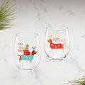 Feeling Festive Dog Stemless Wine Glasses, Set Of 2