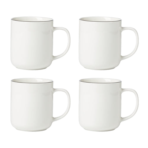 24 Seven Black Rim Mugs, Set of 4