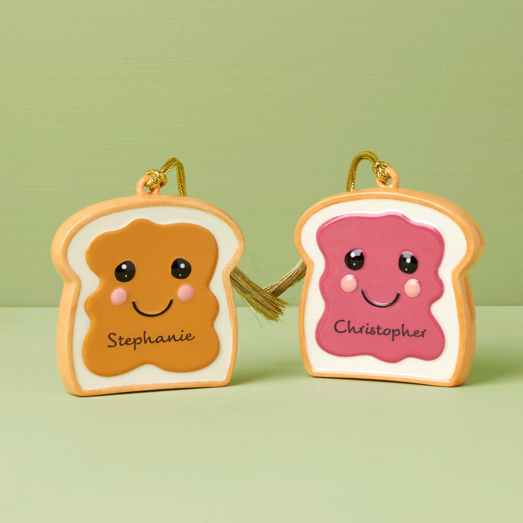 Personalized  2-Piece Peanut Butter & Jam Ornament Set