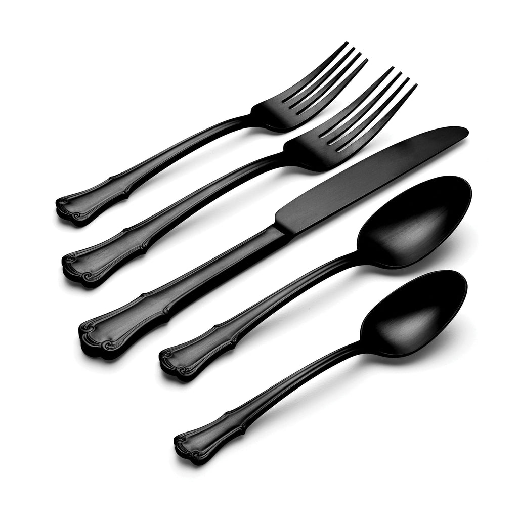 James Street Black Satin 20-Piece Flatware Set
