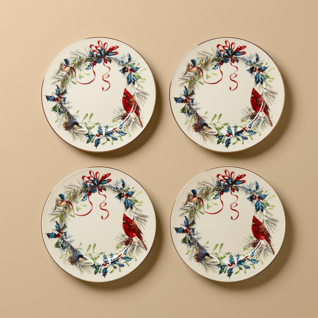 Winter Greetings Salad Plates, Set of 4
