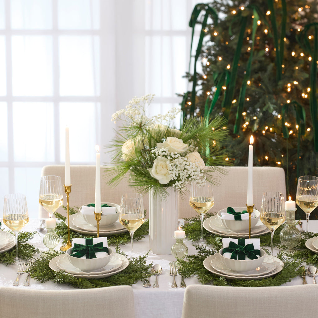 French Perle Scallop White All-Purpose Bowls, Set of 4