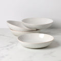 French Perle Groove White Dinner Bowls, Set of 4