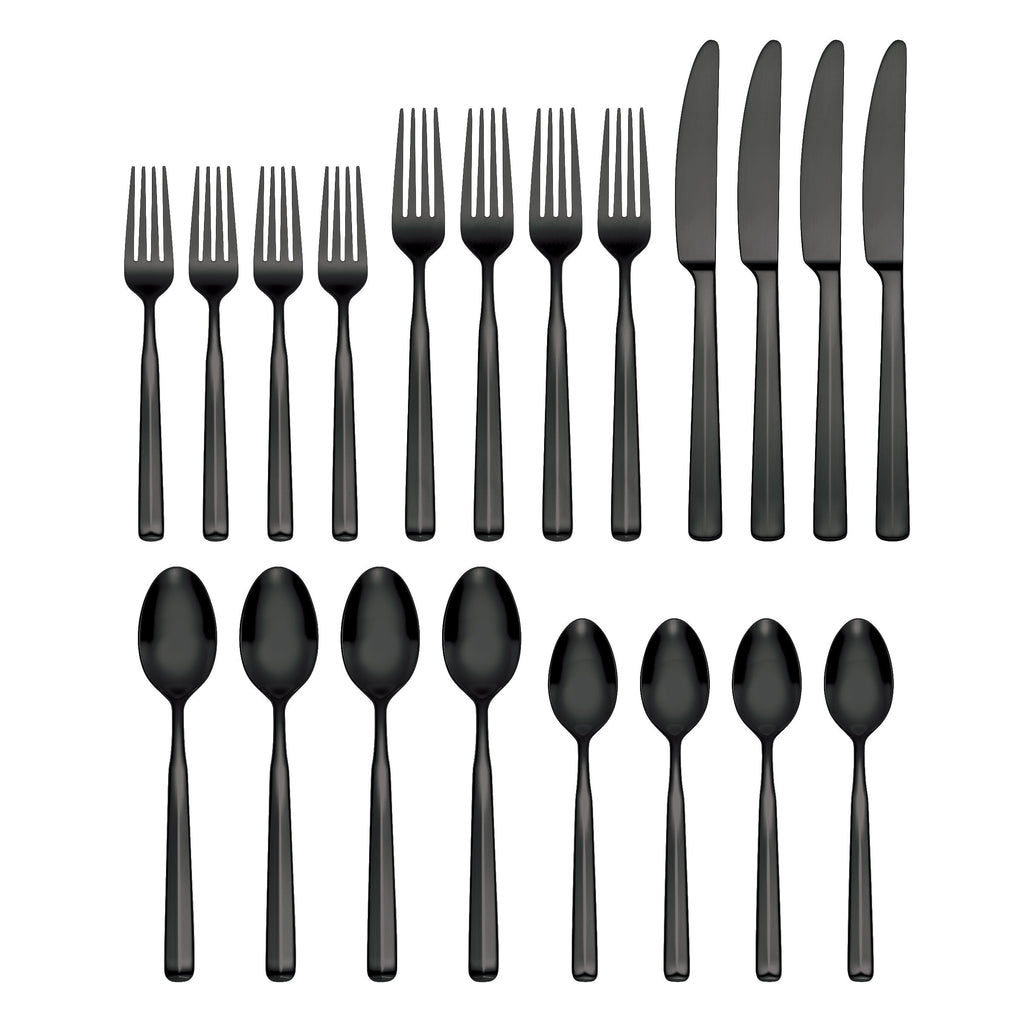 Ryder Black Satin 20-Piece Flatware Set