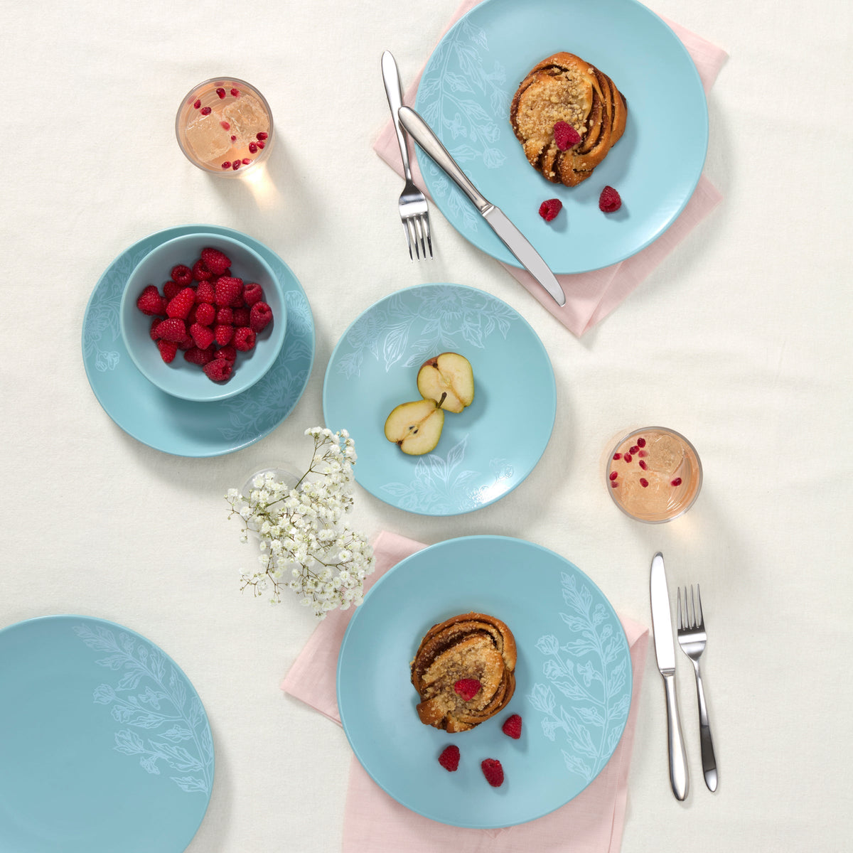 Roseto French Blue 12-Piece Dinnerware Set