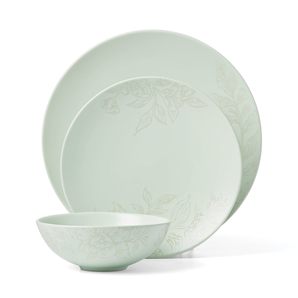 Roseto Soft Sage 12-Piece Dinnerware Set