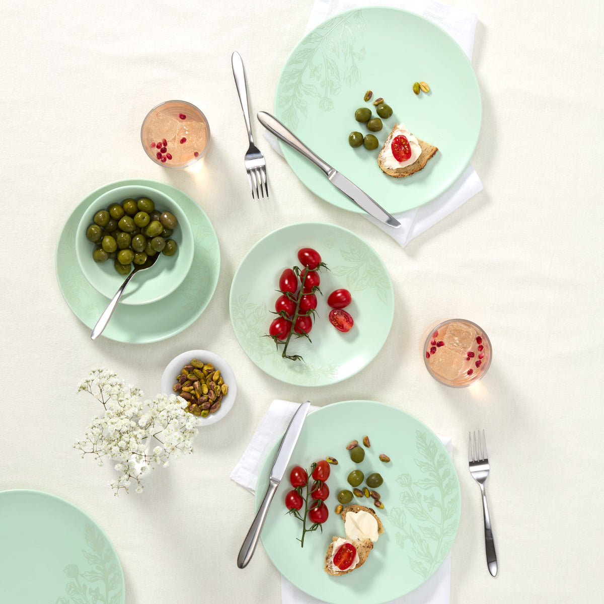 Roseto Soft Sage 12-Piece Dinnerware Set