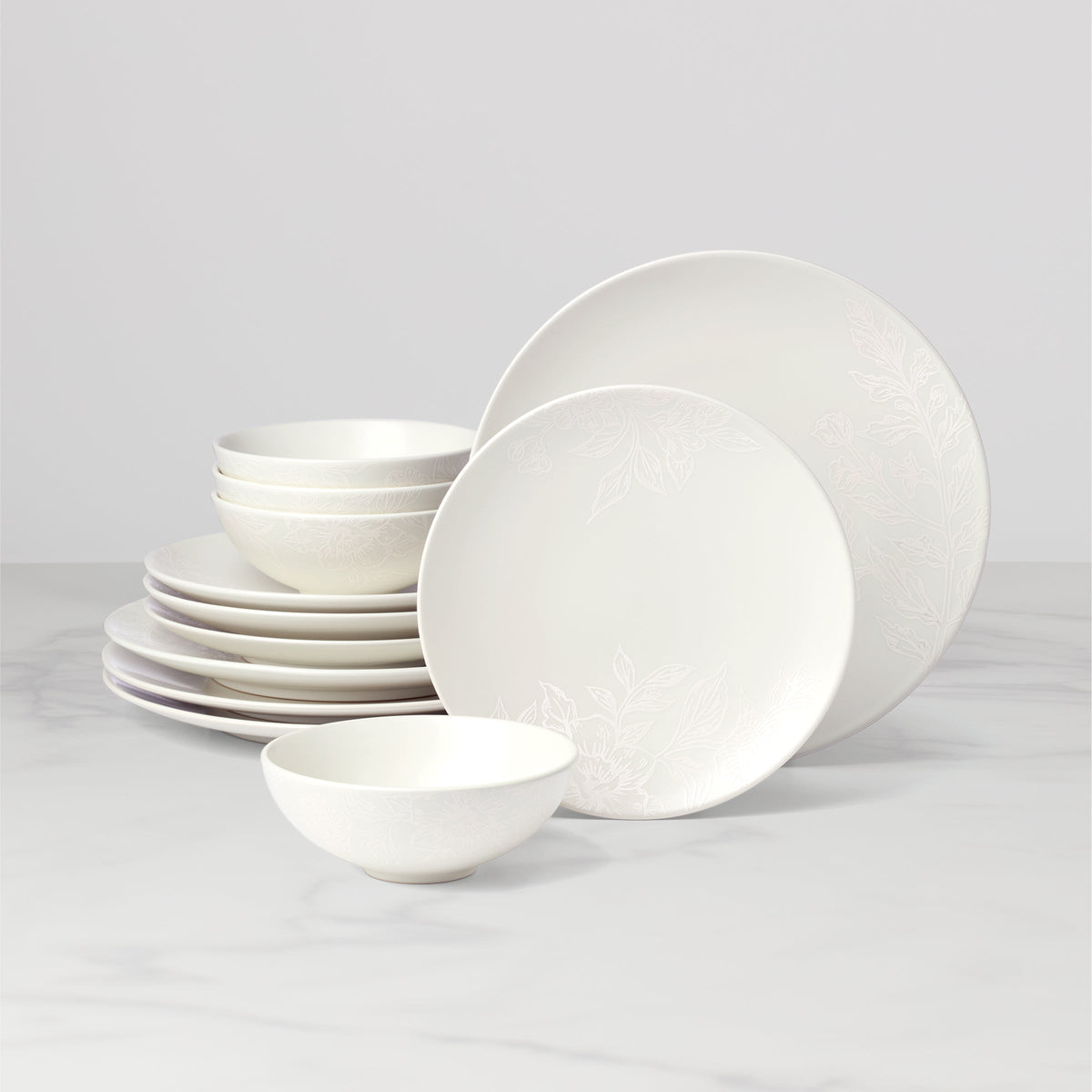 Roseto White 12-Piece Dinnerware Set