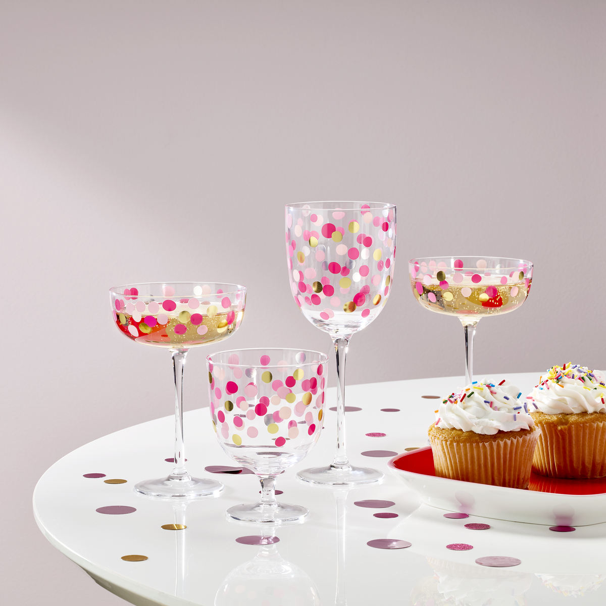 It's Raining Confetti Coupe Glasses, Set of 4