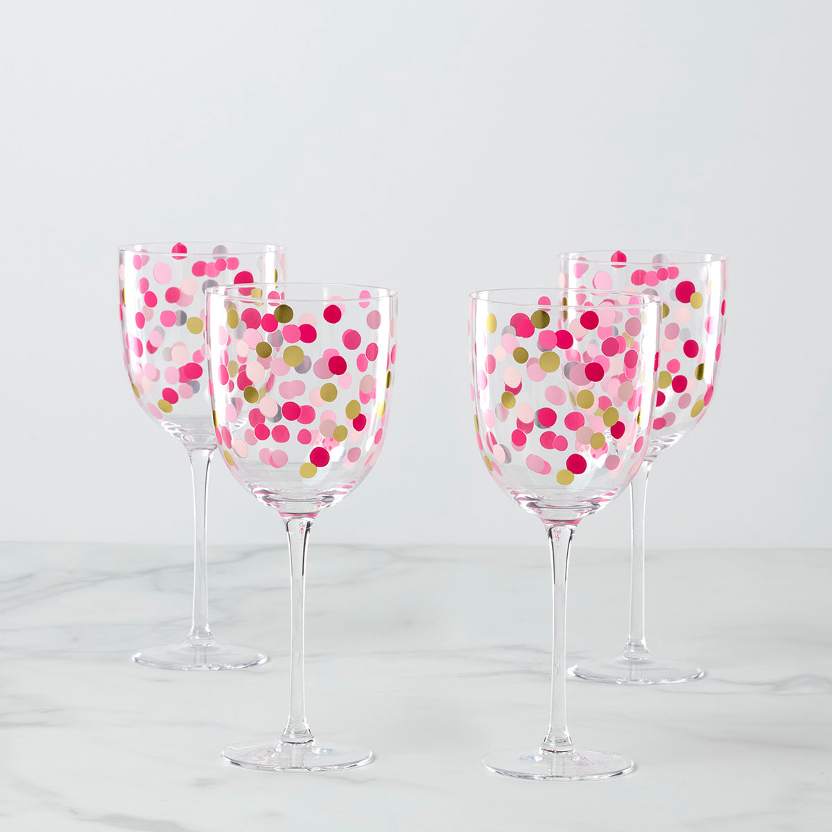 It's Raining Confetti Wine Glasses, Set of 4