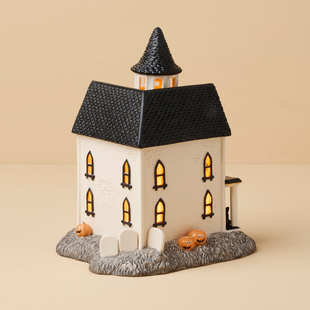 Vintage Halloween Lit Manor Figurine