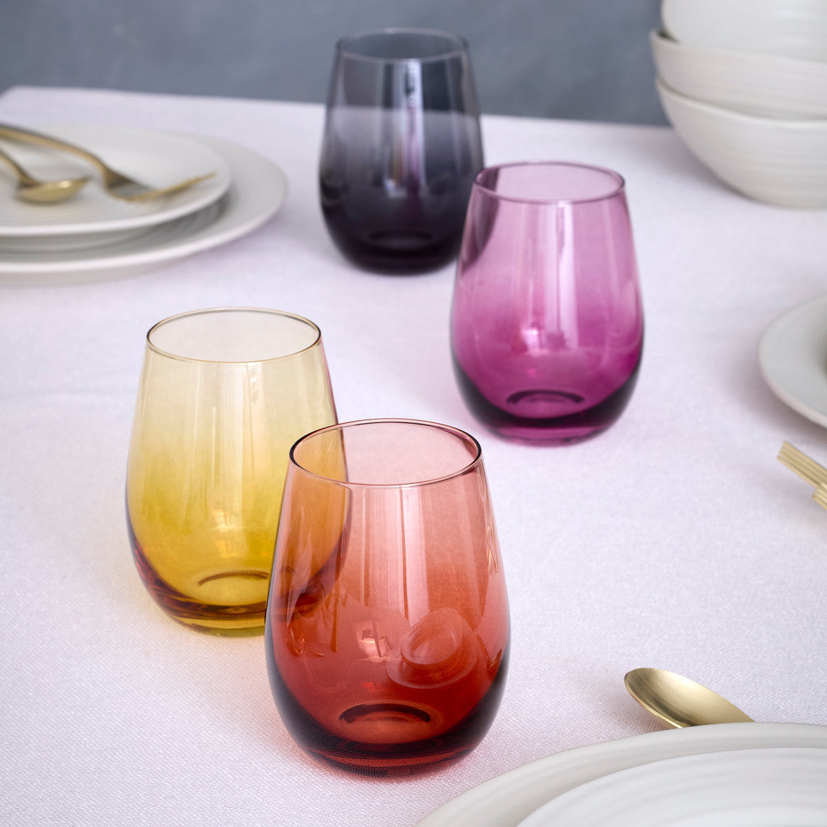 Golden Hour Stemless Wine Glasses, Set of 4