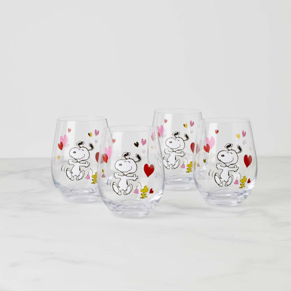 Snoopy Valentine's Day Tumblers, Set of 4